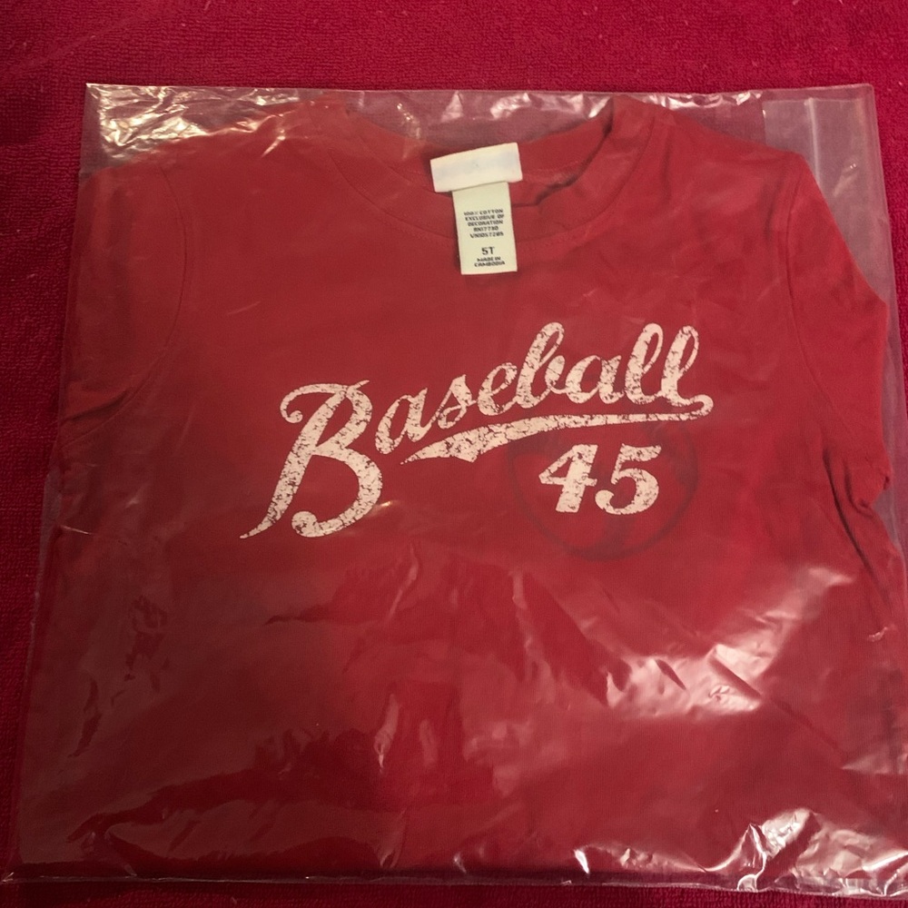 Red Baseball Tee with Graphic